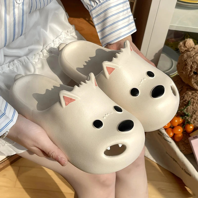 Unisex Cartoon Dog Cloud Slippers EVA Thick Sole Non Slip Slides