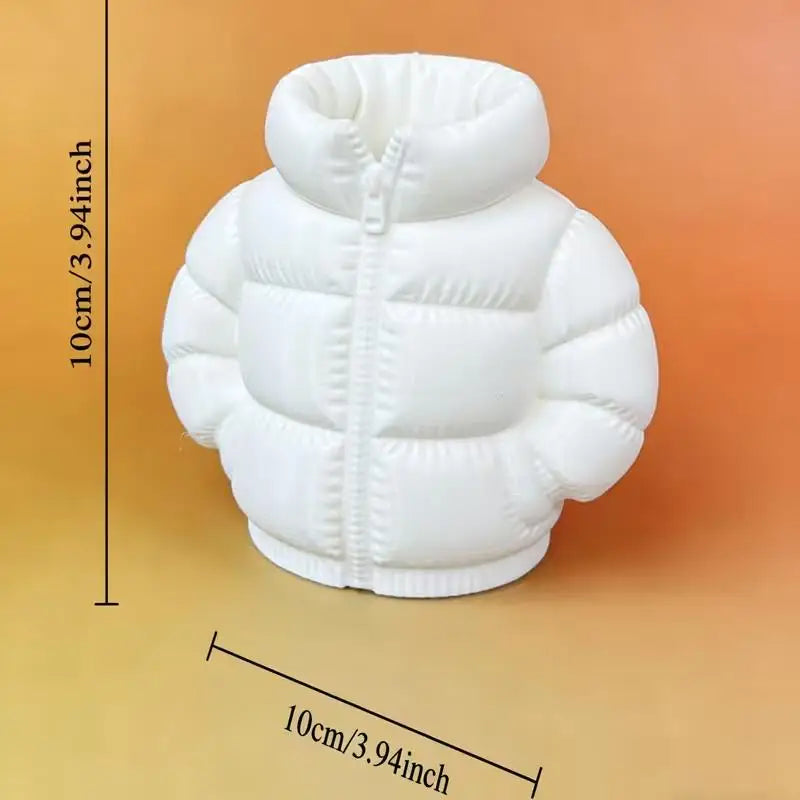 2PCS Cute Down Jacket-Shaped Pen Holder, 3D Printed Coaster Set for Desk Organizer & Student Gift Zpaxo