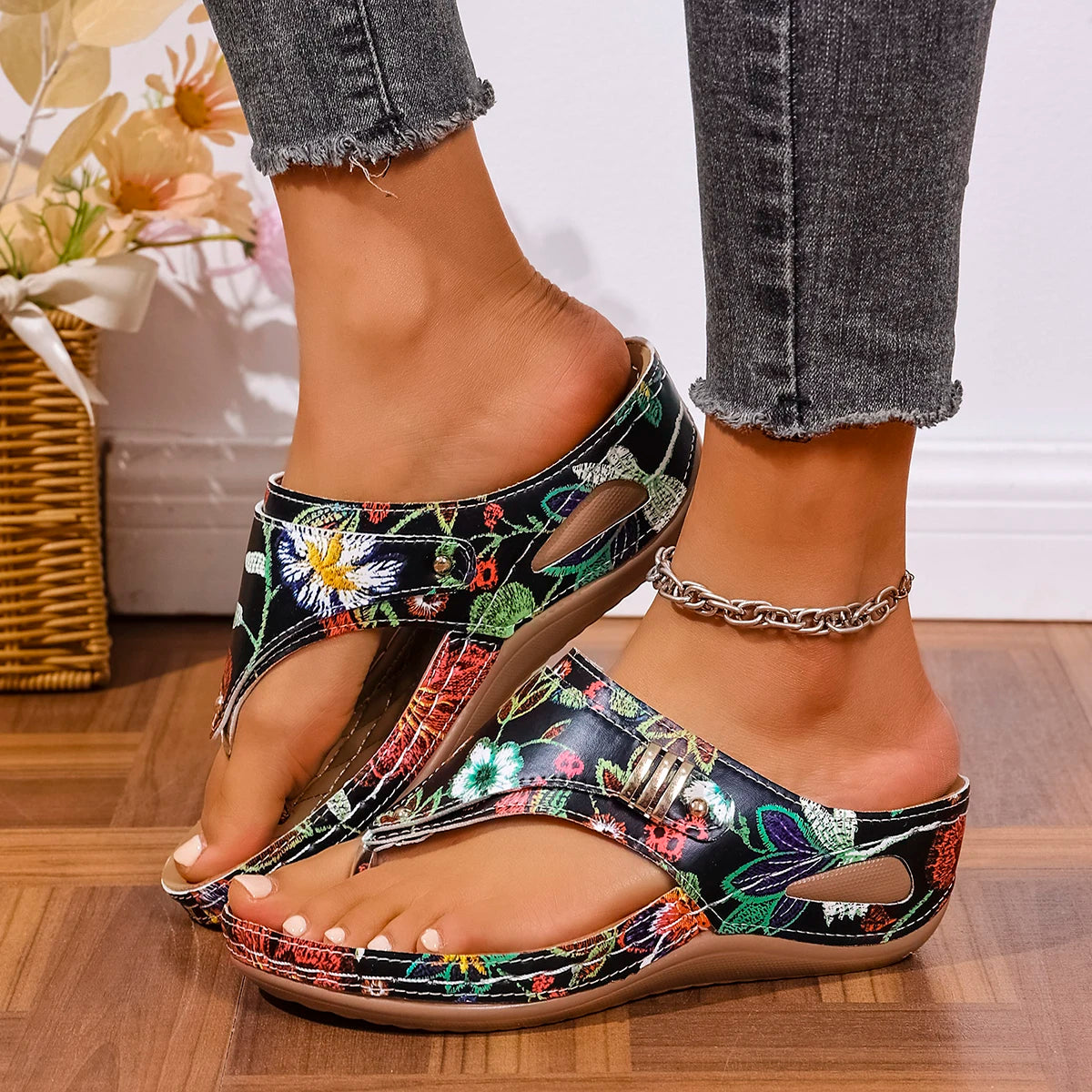 Women Wedges Slippers Lightweight Trend Sandals Open Toe Platform Zpaxo