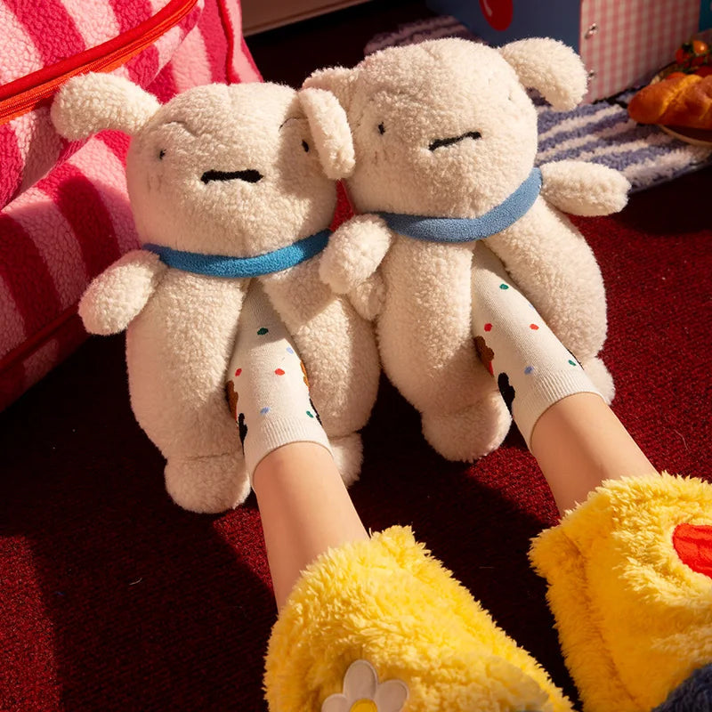 Unisex Autumn Winter 3D Doll Fluffy Cotton Slippers Plush Warm Thick