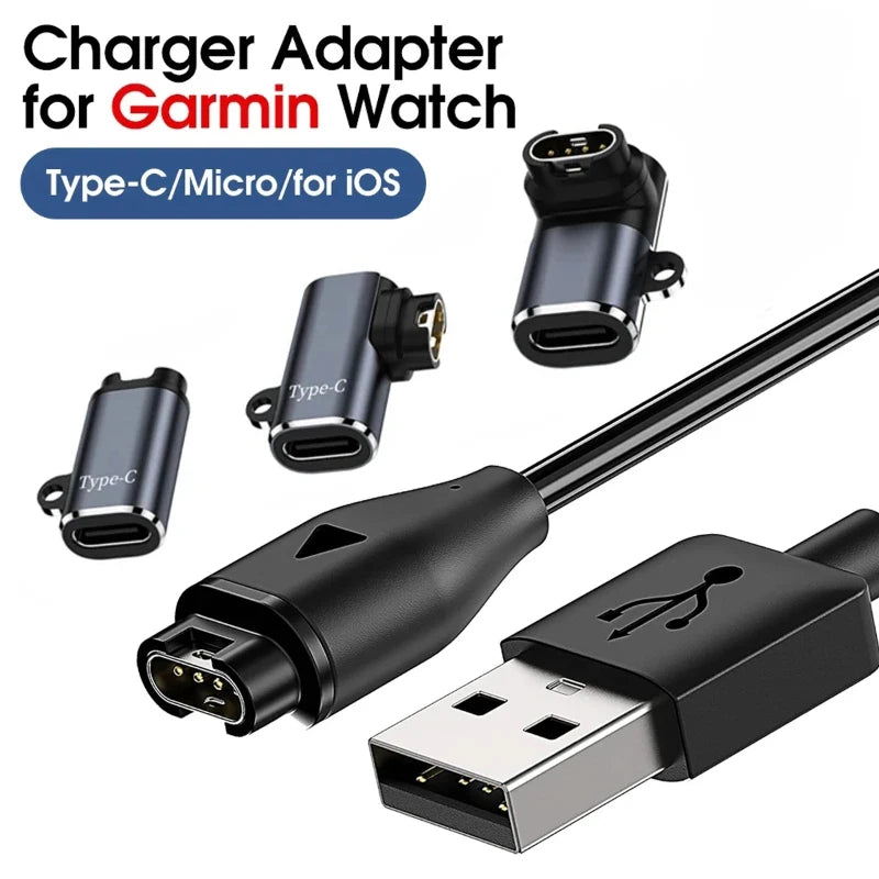 Charger Adapter Type C/IOS/Micro Usb for Garmin Fenix 7/7S/7X/6/6S/6X Forerunner 745 955 945 Smartwatch Charging Cable Converter Zpaxo