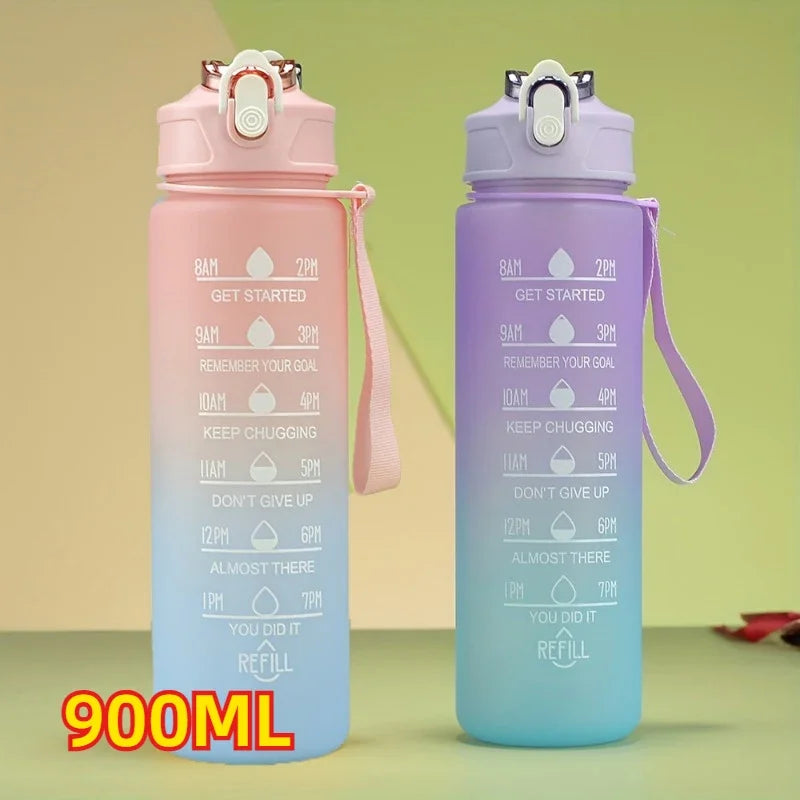 1-3PCS Sports Water Bottle for Running Drinking Bottle 2L Motivational with Time Marker Stickers Portable Reusable Plastic Cups Zpaxo 2pcs-pink-purple Select style
