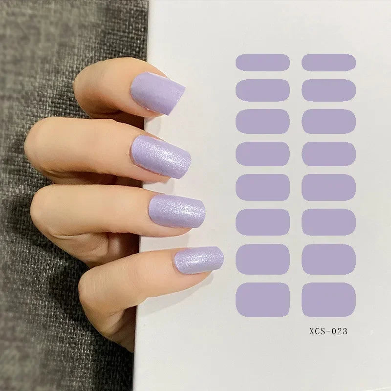 53 Colors Nail Polish Stickers Pure Strips Waterproof Adhesive Full