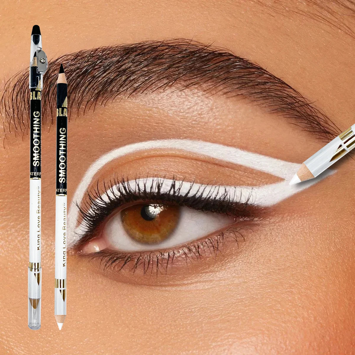 Double Head Eyeliner Pen Suit Waterproof Sweat Proof Smooth Lasting Zpaxo