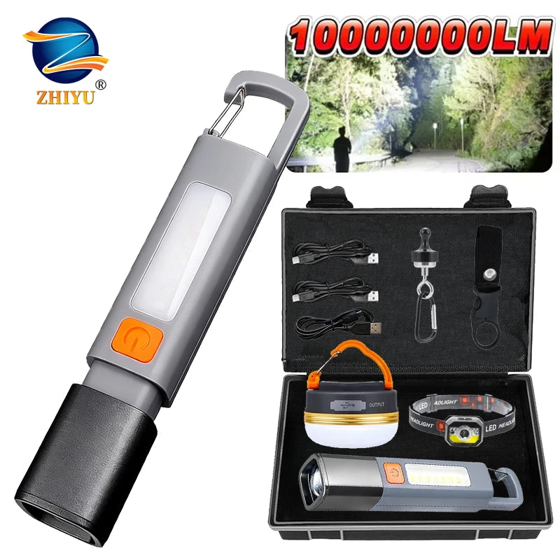 XPE COB LED Flashlight – Zoomable, Waterproof & Rechargeable Torch LED Camping Flashlight Zpaxo