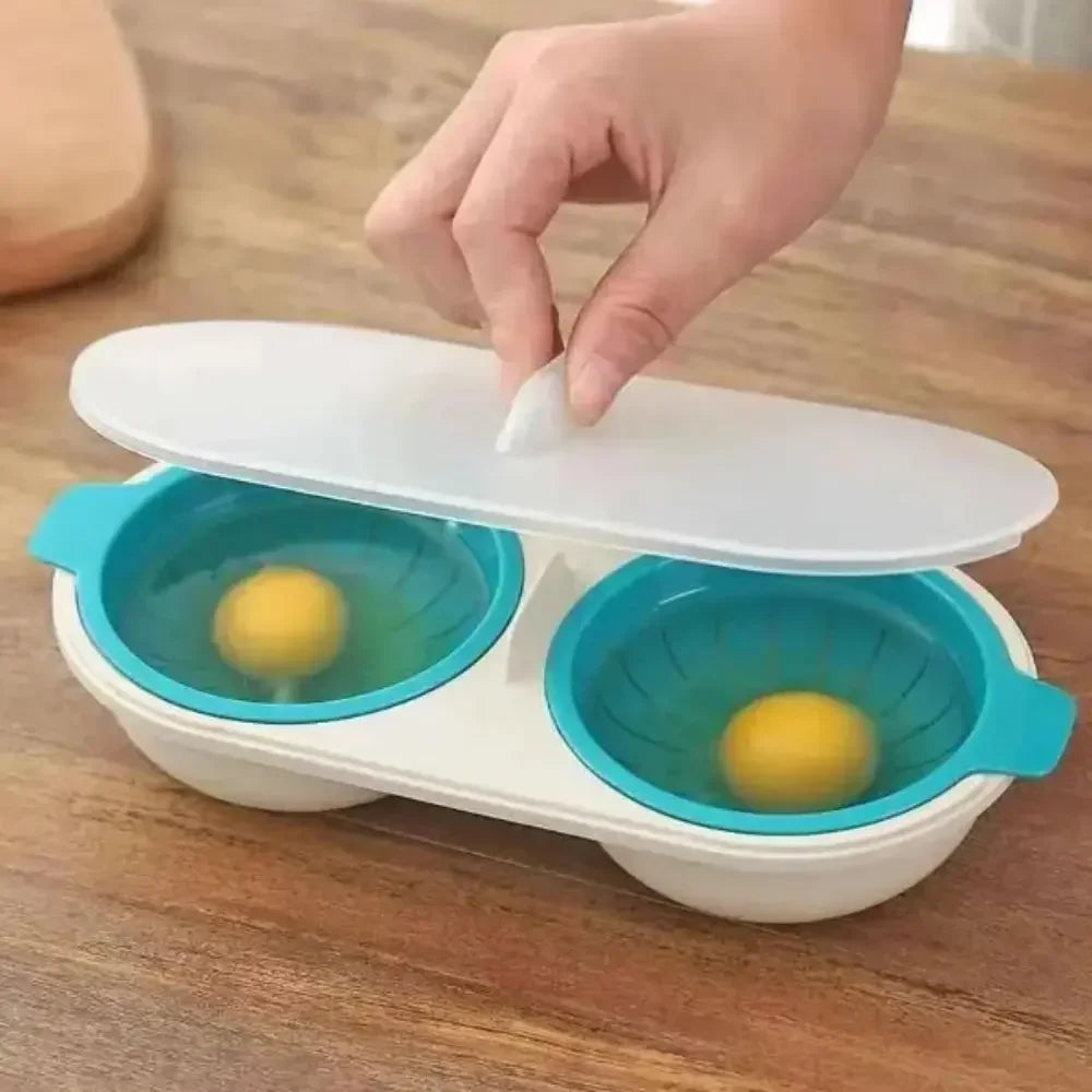 Microwave Egg Poacher Double-Cup BPA-Free Egg Boiler Mold Microwave Egg Poacher Zpaxo