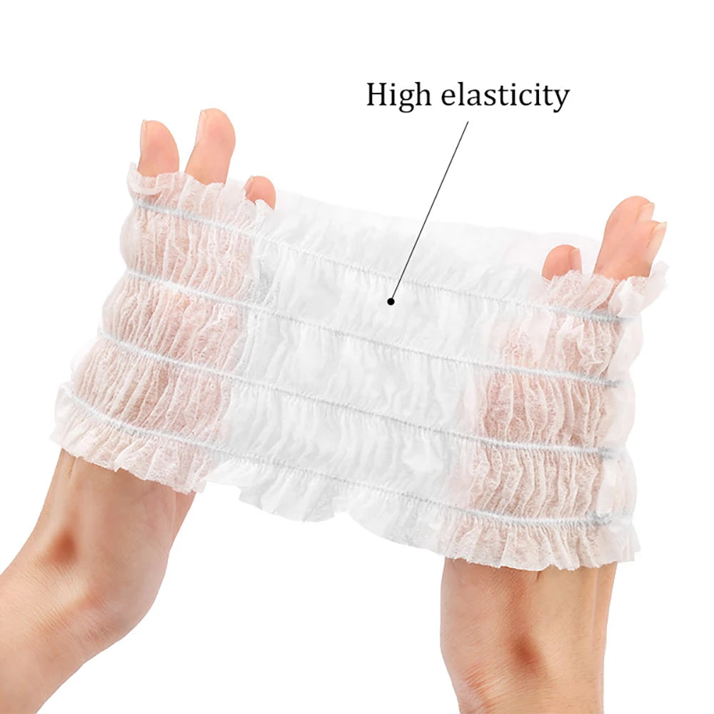 100 Pcs Disposable Headbands Non Woven Spa Salon Headbands Soft Stretch Skin Care Hair Band Lightweight&Breathable For Journey Zpaxo
