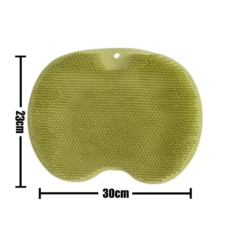 Body Shower Foot Scrubber Brush Wash The Body Cleanser Silicone Sponge Bath Massage Mat Back Brush Wall Mounted with Suction Cup Zpaxo green pad