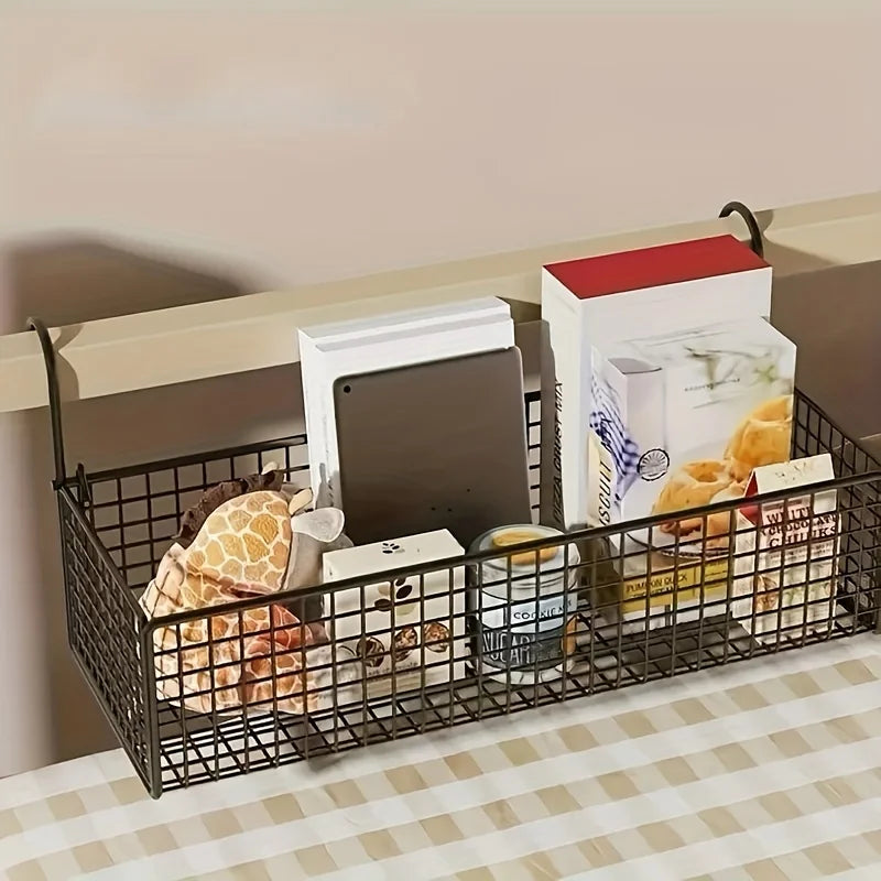 Iron Bedside Storage Basket Hanging Behind Dormitory Door