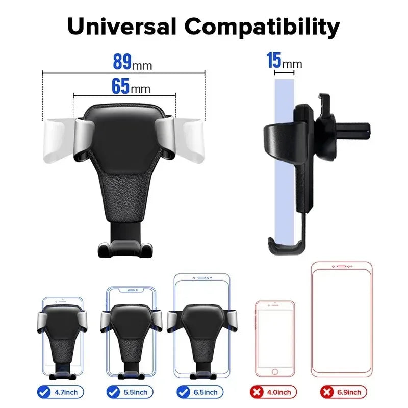 Universal Gravity Car Air Vent Phone Mount Holder | 4.7–6.5"