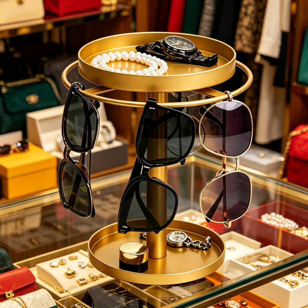 Sunglasses Organizer Stand Metal 360 Degree Rotation Jewelry Rack
