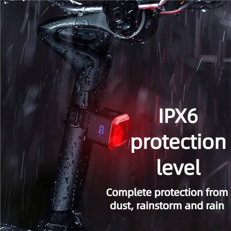 Cycling Waterproof Intelligent Sensing Brake Taillights Bicycle Taillights Type-c Charging Highway Mountain Night Bike Taillight Zpaxo