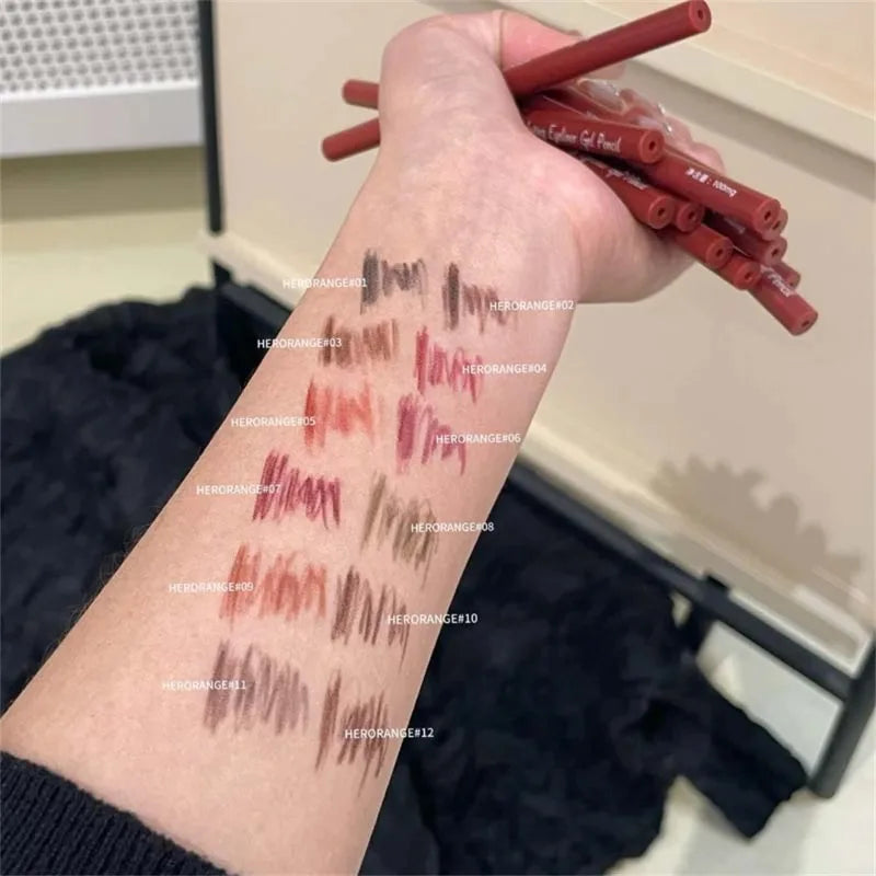 12 Colors Eyeliner Pencil Smooth Wine Red Soft Pigment Eye Liner Pen
