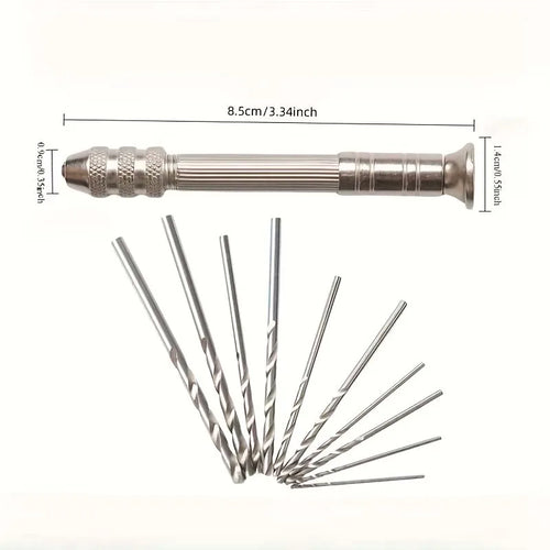 11-Piece Micro Hand Drill Kit – 0.8–3.2mm Rotary Drill Set Micro Hand Drill Kit Zpaxo