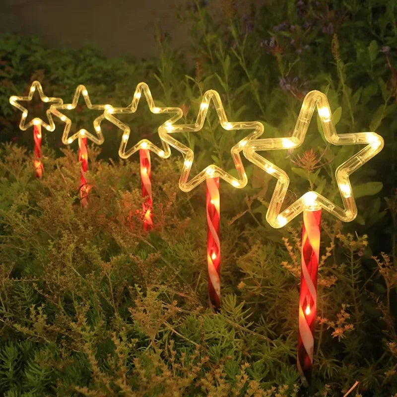 Solar Powered Ground Stick Crutch Lights String Christmas Outdoor Zpaxo