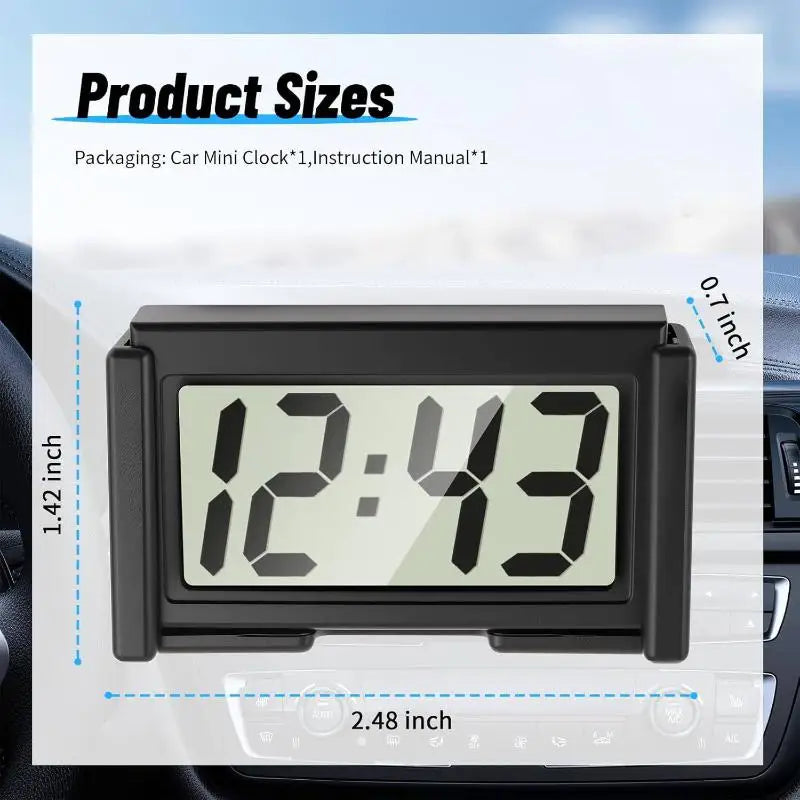 CMCar Dashboard Self-adhesive Mini Clocks Car Clock Digital Large