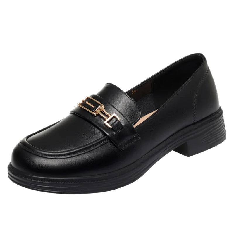 Leather Shoes Women Spring 2025 Low Heel Women's Single Versatile Zpaxo