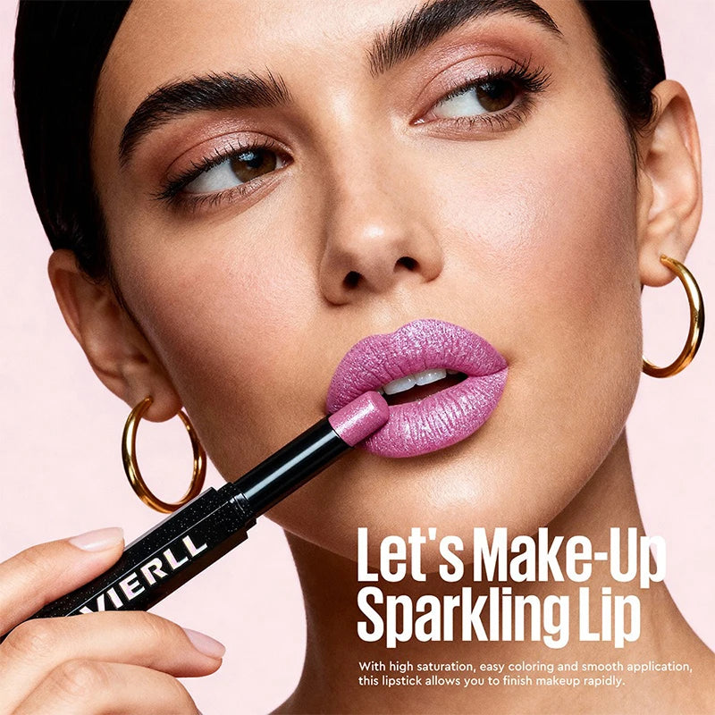 Diamond Glitter Lipstick Makeup Rich Color High Pigment Shiny Pearlescent Solid Lip Gloss Waterproof Daily Lip Stain Cosmetic Zpaxo