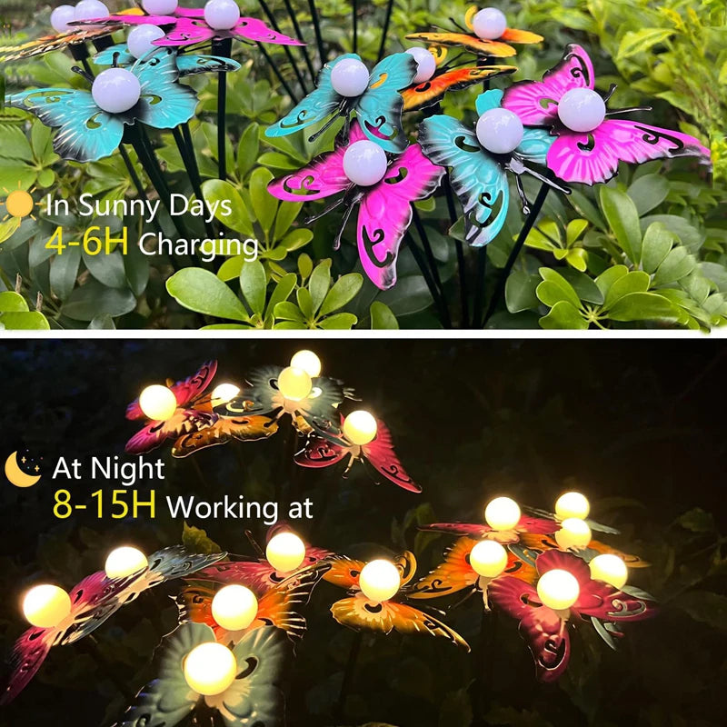 Solar Butterfly Lights Outdoor LED Firefly Light Waterproof Patio Zpaxo