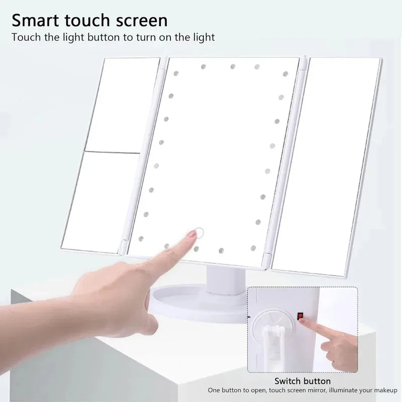 LED Vanity Makeup Mirror Touch Control Adjustable Lighting 1X 2X 3X
