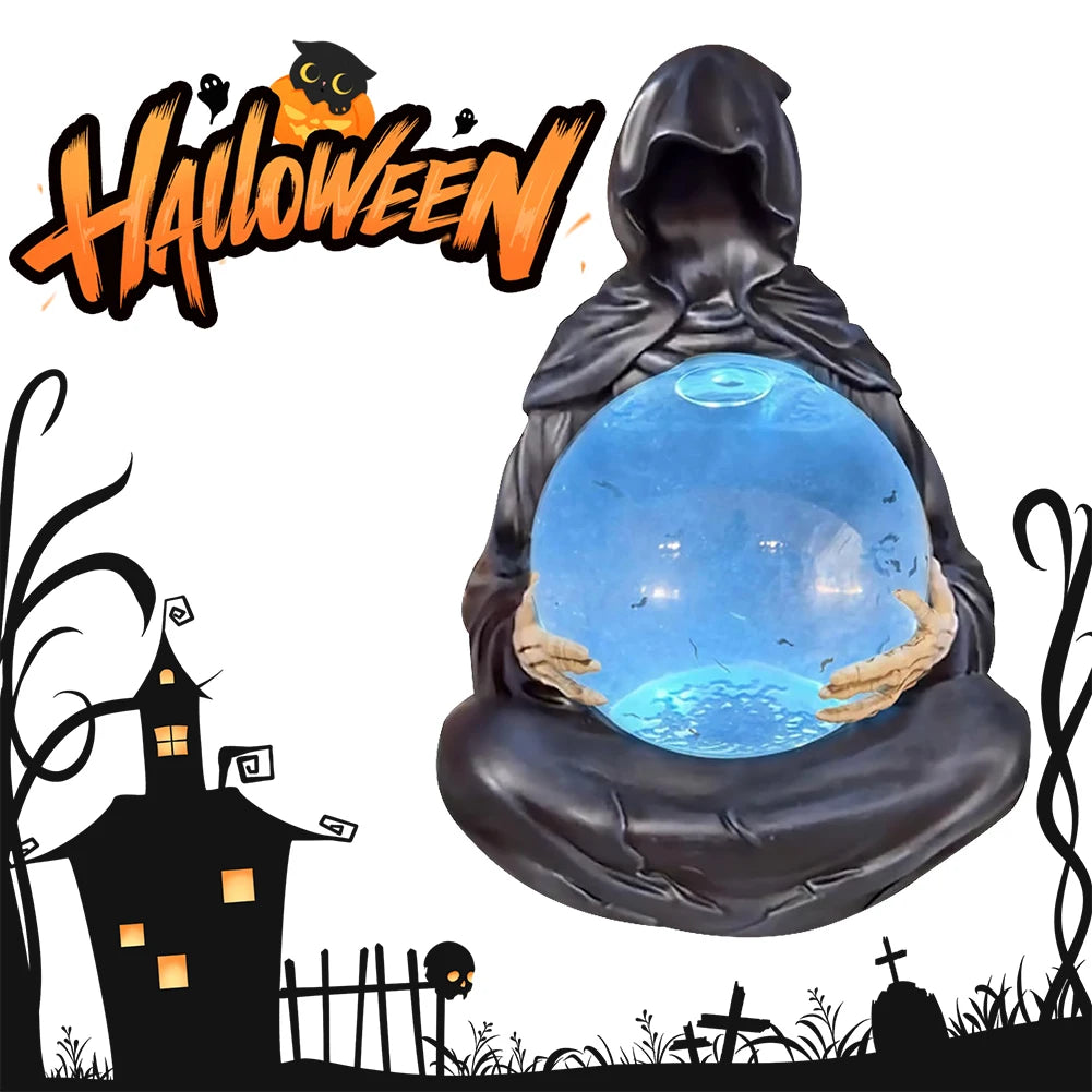 Grim Reaper Figurine Light Up Ball Crystals Glowing Balls Floating