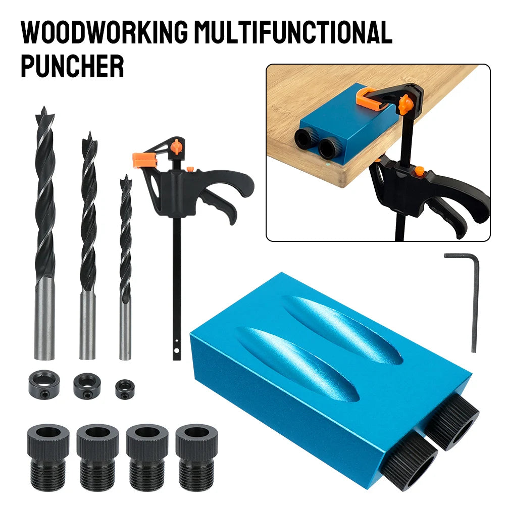 7 14 Hole Puncher Woodworking Drilling Guide Locator Drill Bit 15