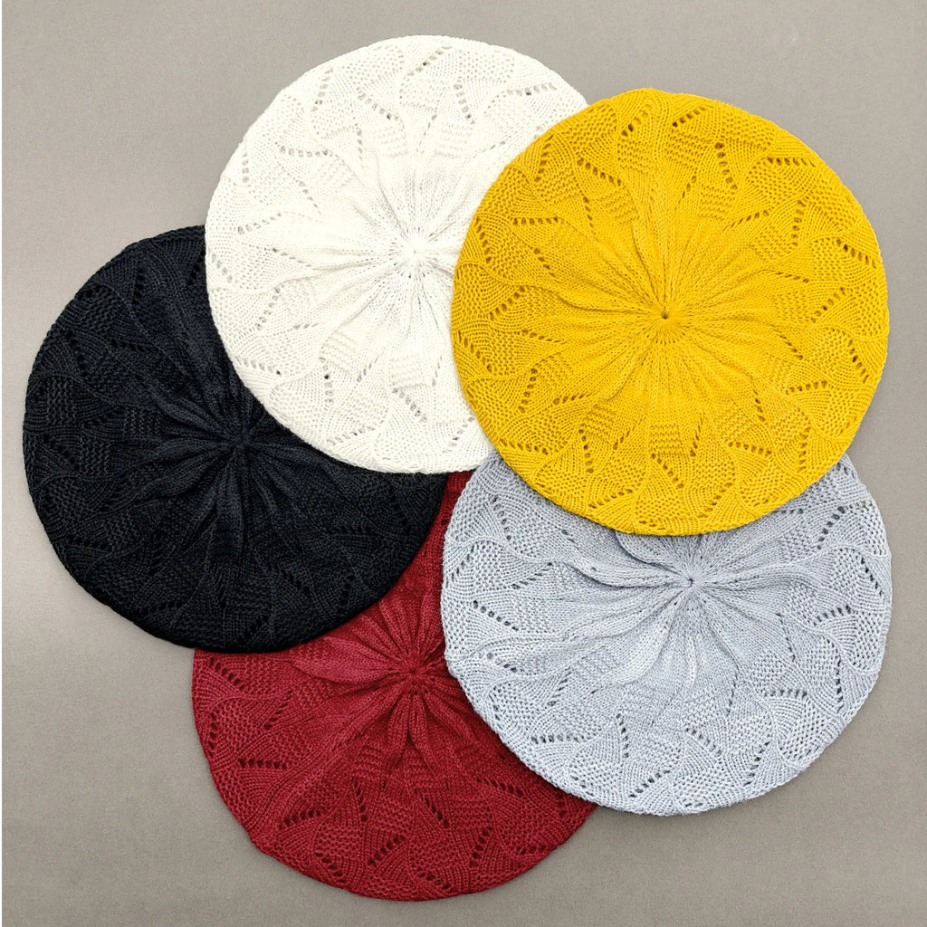 Mesh Breathable Beret – Lightweight Cotton Artist Hat