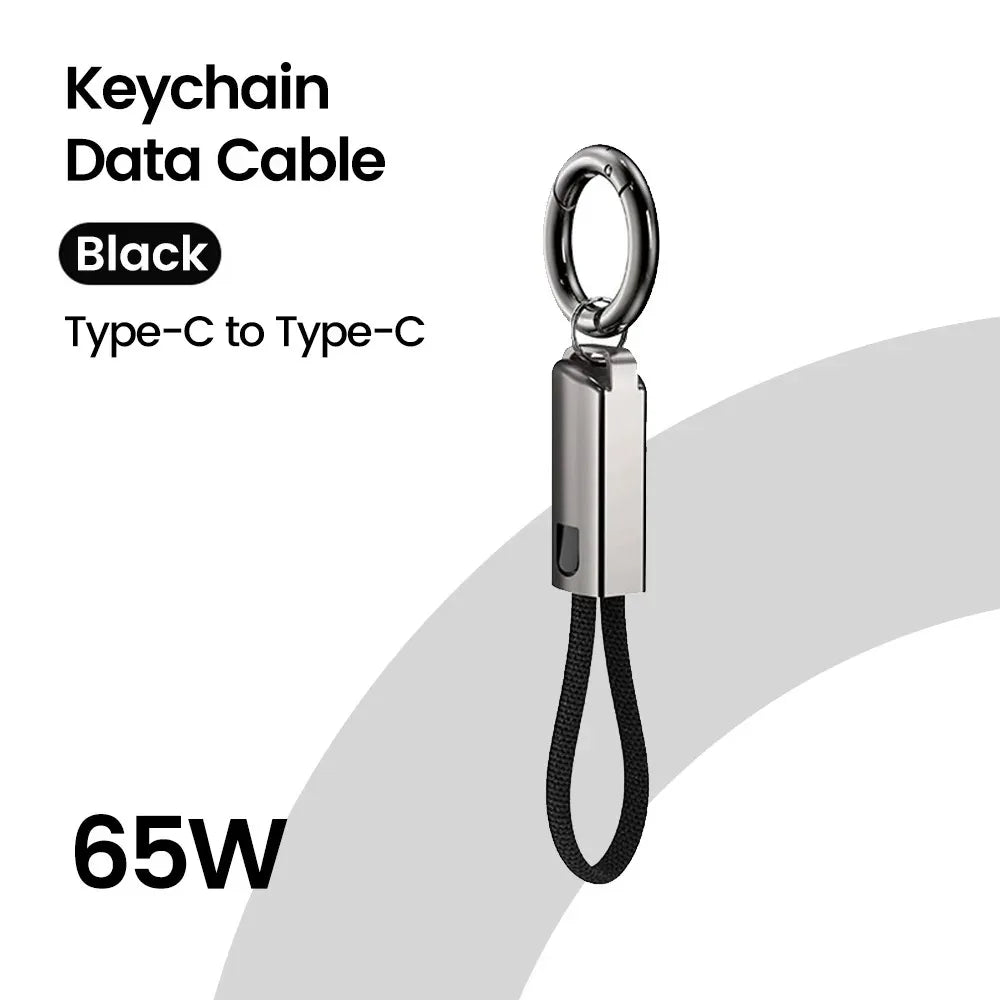 10cm USB-C to USB-C PD 60W Fast Charging Keychain Cable USB-C Charging Cable Zpaxo Black CC