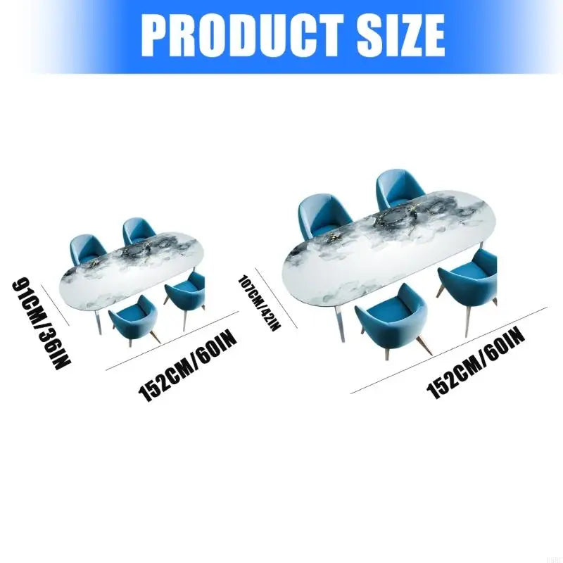 Modern Marble Plan Impermeable Ellipsoidal Tablecloth Permanent
