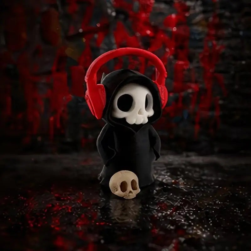 Mini Gothic Grim Reaper Figurine Cute Resin Skeleton Statue Desktop Zpaxo