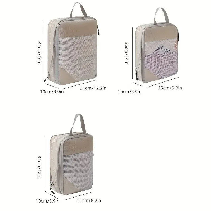 3-piece Travel Compression Packing Cube Bag Luggage Organizer