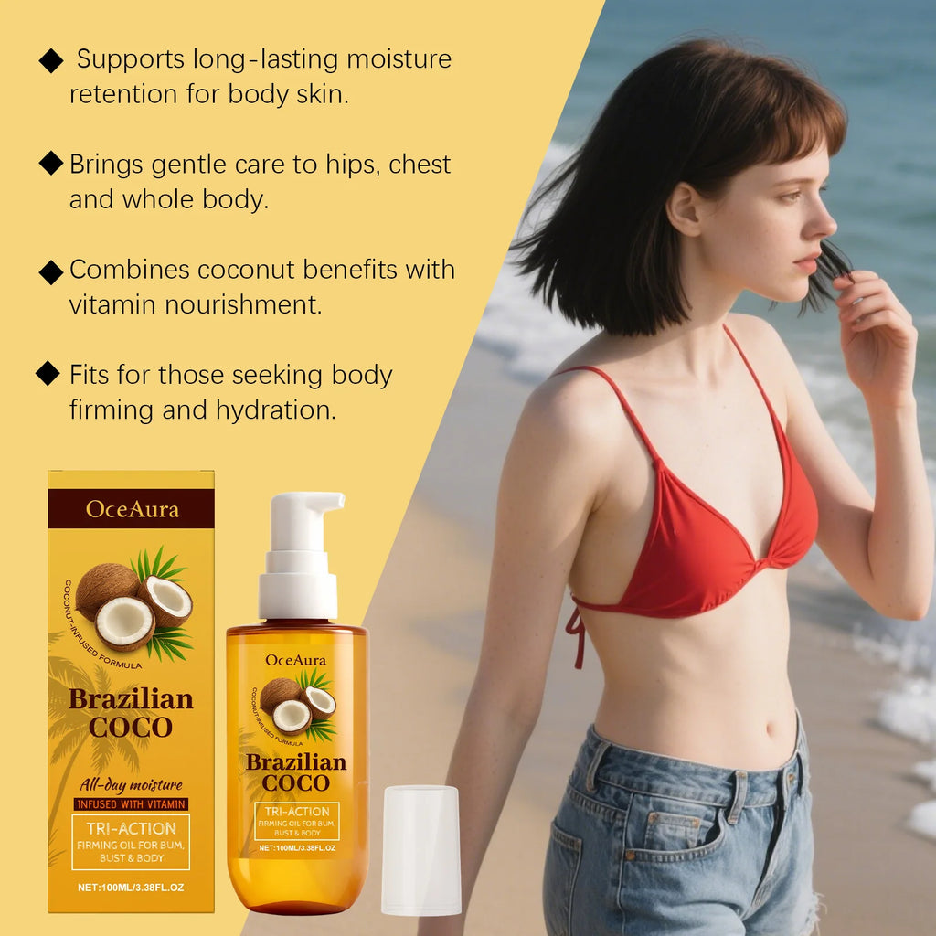 Coconut Body Oil Firming & Moisturizing Skin Care for Body Butt Chest Vitamin Enriched Dry Skin Remedy Nourishing Fast Absorbing Zpaxo