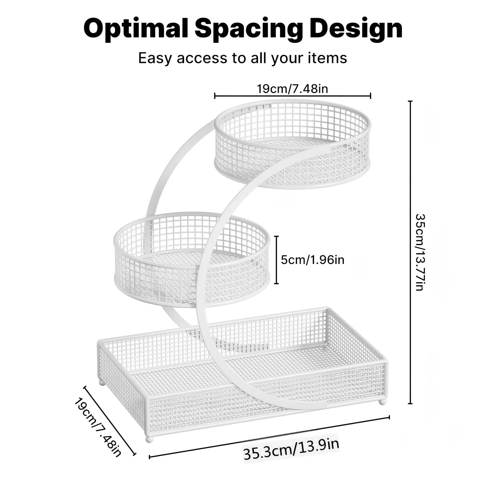 3-Tier Rotating Makeup Shelf - Portable No-Assembly Dressing Table & Bathroom Countertop Storage Rack with Rotating Shelves Zpaxo