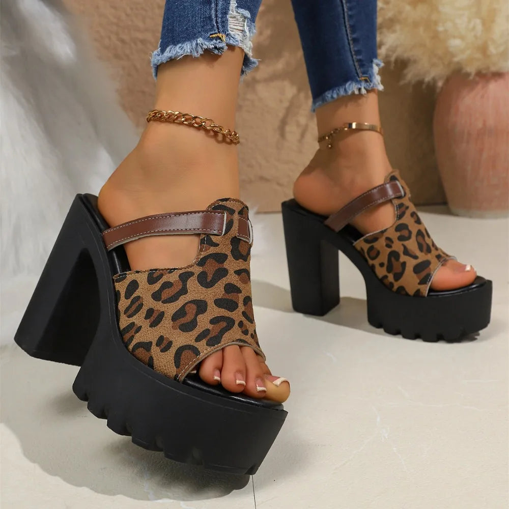 Round Toe Open Slippers Sandals Platform Anti-slip Wear-resistant