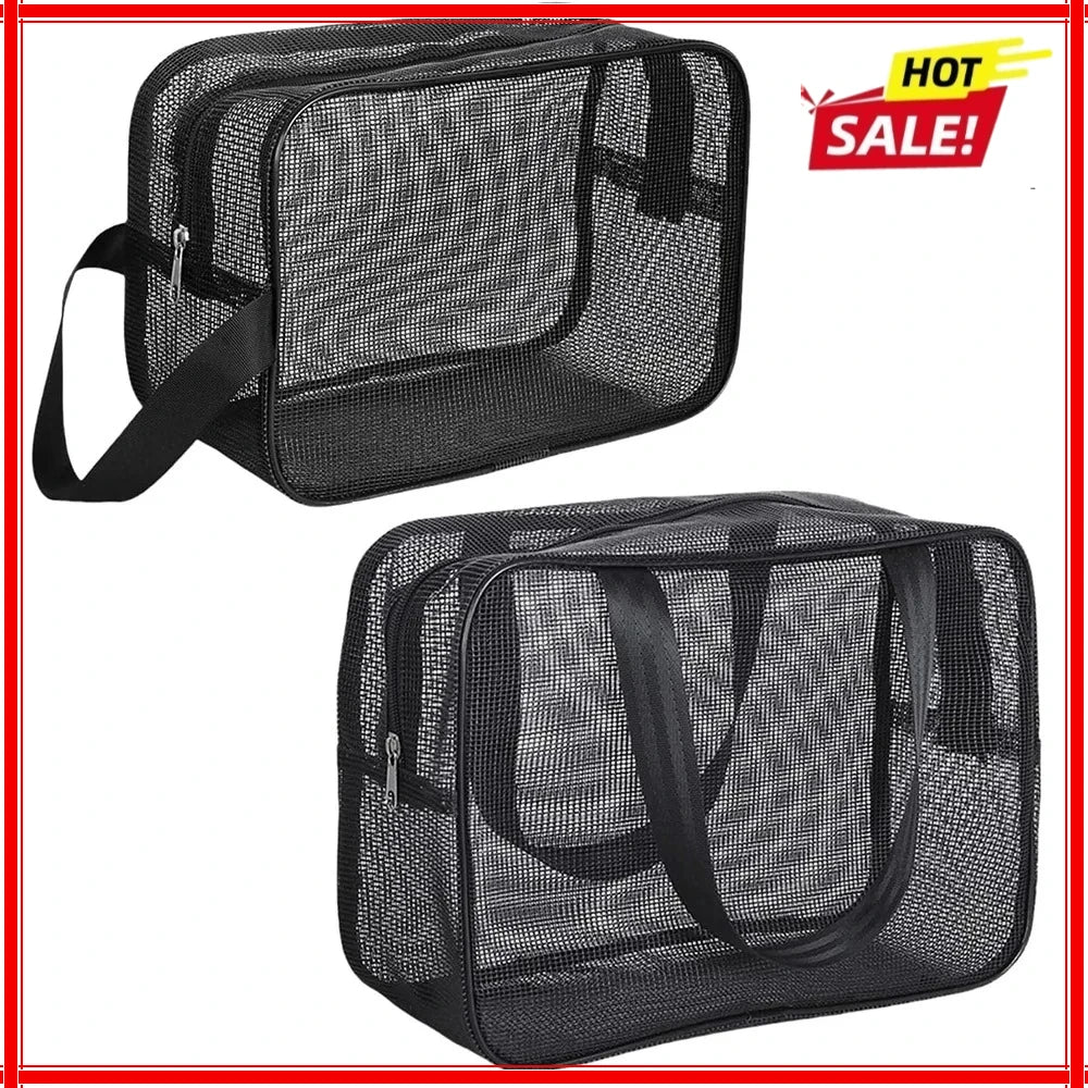 Black Mesh Cosmetic Bag – Travel Makeup & Toiletry Organizer Cosmetic Travel Bag Zpaxo