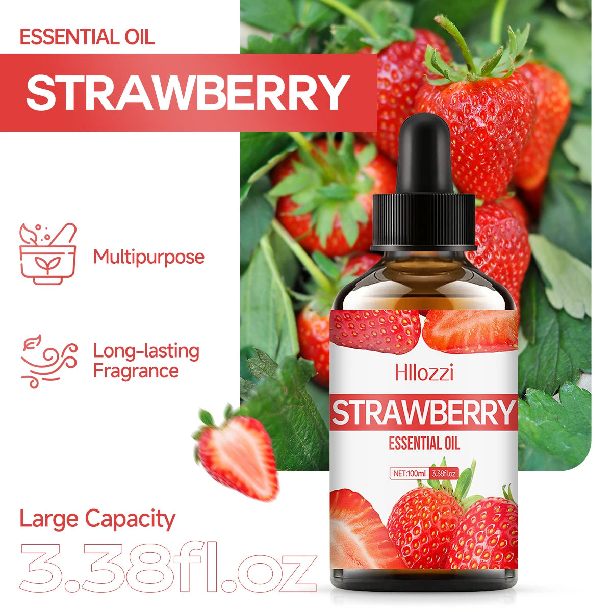 STRAWBERRY ESSENTIAL OIL a high-quality moisturizing nourishing massage oil with a refreshing scent, suitable for all skin types Zpaxo