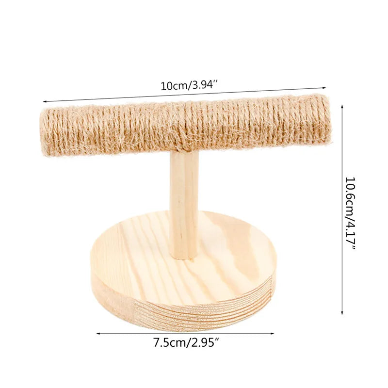 Parrot Wooden Tabletop Perch Toy Bird Stand Training Exercise Sisal