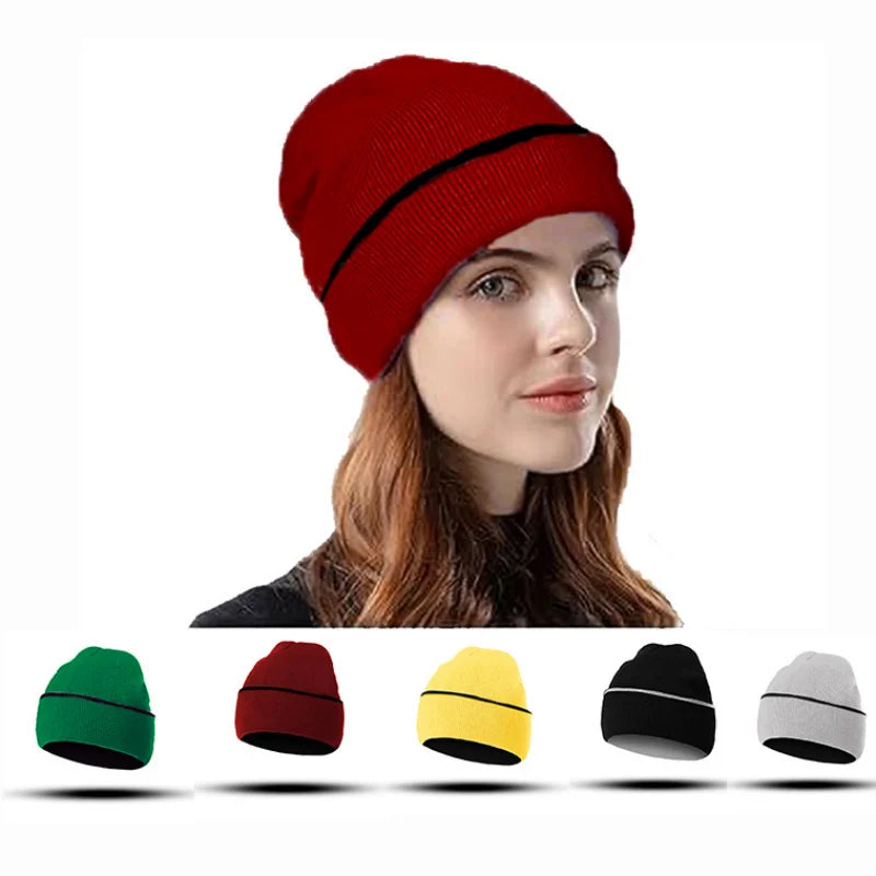 Double Layer Color Block Knit Beanie | Unisex Winter Hat