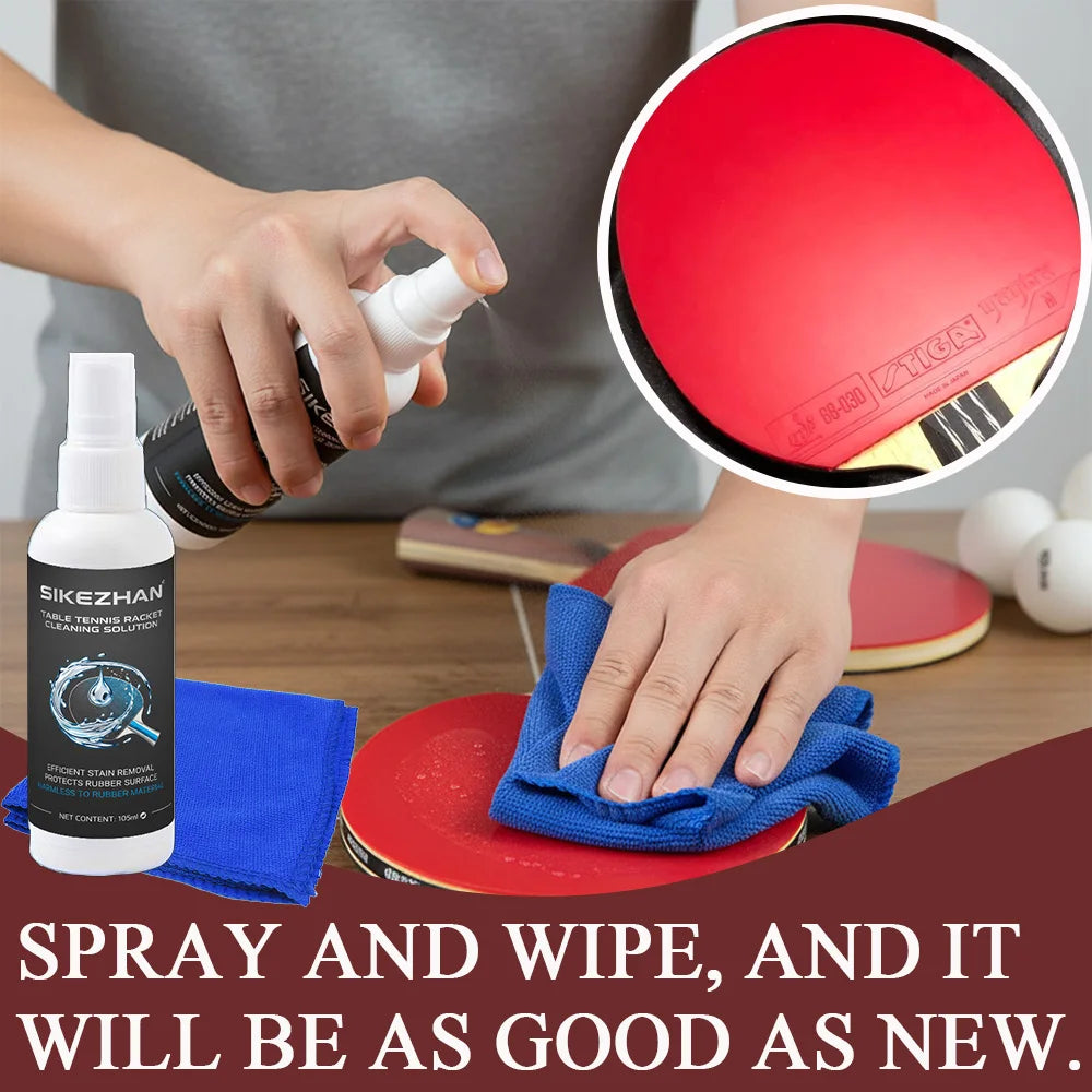 105ml Professional Table Tennis Racket Cleaner+efficient Cloth Set | Quick Stain Removal, Long-lasting Adhesion Enhancement Zpaxo
