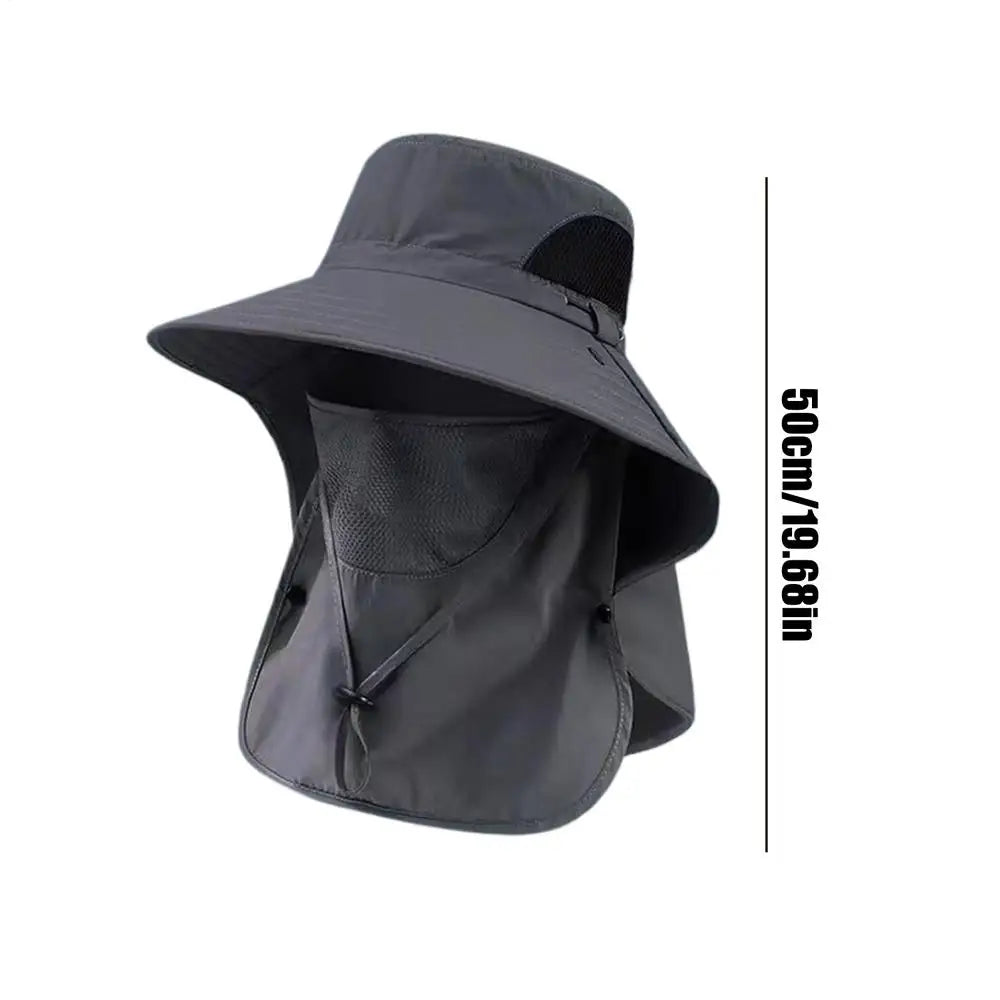 UV Protection Wide Brim Fishing Sun Hat with Neck Flap Outdoor Sun Hat Zpaxo Dark Gray