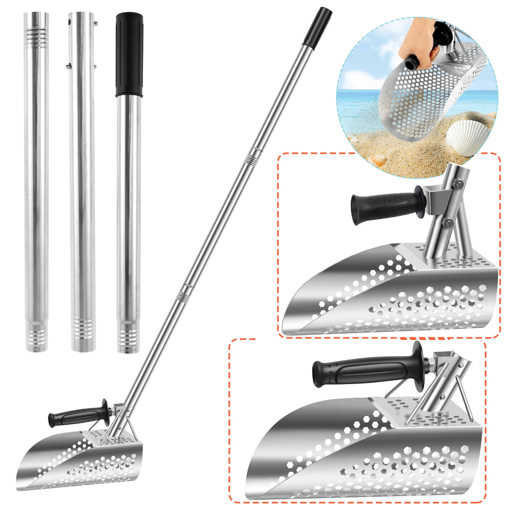 Heavy Duty Metal Detecting Shovel 304 Stainless Steel with Removable 140cm Length Handle Rustproof for Beach Treasure Hunting Zpaxo
