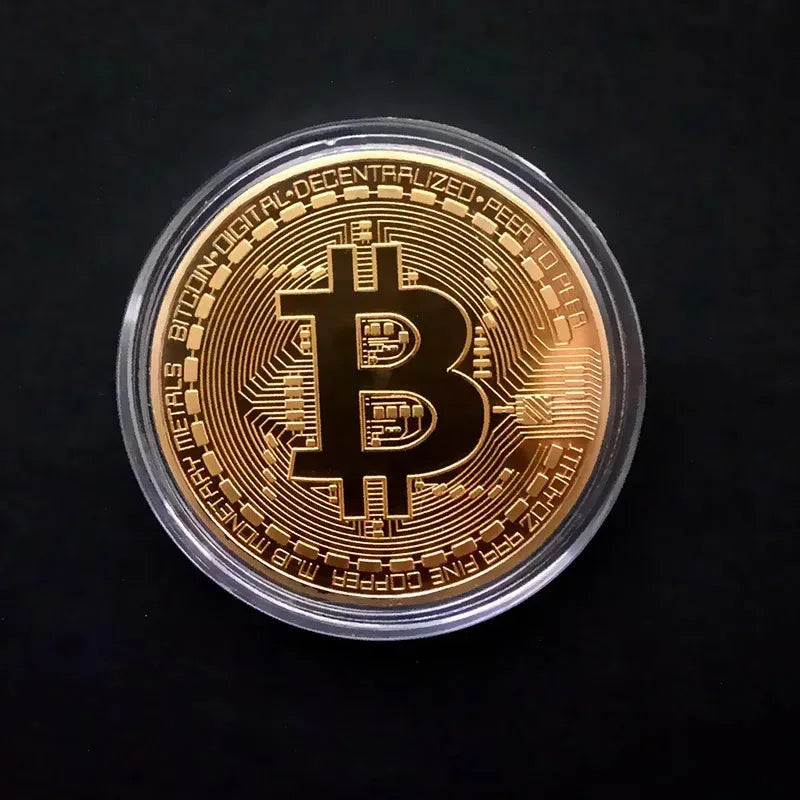 Gold Plated Bitcoin Coin – Collectible Crypto Metal Gift