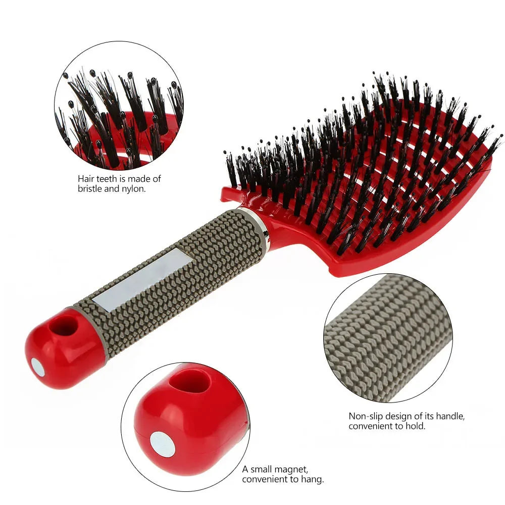 Hair Brush Scalp Massage Comb Hairbrush Bristle;Nylon Women Wet Curly Detangle Hair Brush for Salon Hairdressing Styling Tools Zpaxo