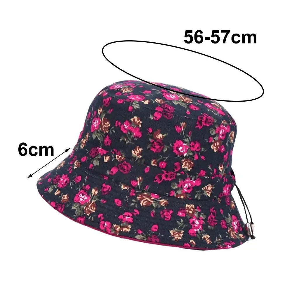 Fashion Cotton Material Women Bucket Hat Foldable Adjustable Fisherman Hat Sun Protection Floral Print Sun Hat Outdoor Zpaxo