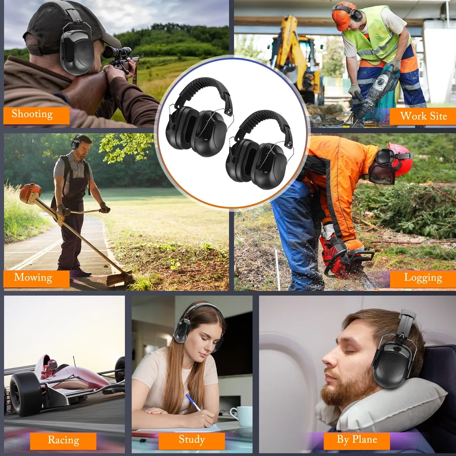 Anti-noise Earmuffs Adjustable Ear Protector Hearing Headphones Zpaxo
