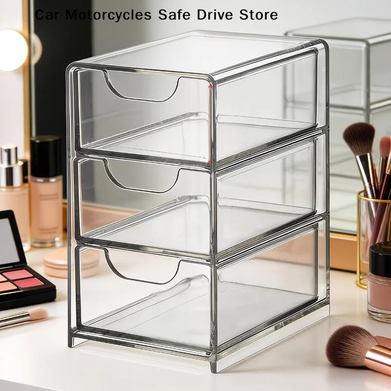 M3-Tier Clear Acrylic Drawers Storage Box Desktop Small Item Perfect