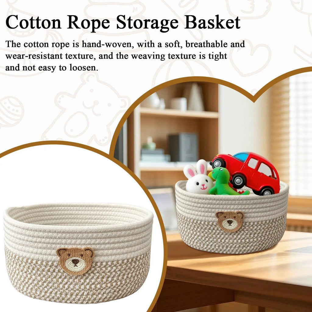 Woven Rope Storage Basket – Nursery, Desk & Bathroom Organizer Woven Storage Basket Zpaxo