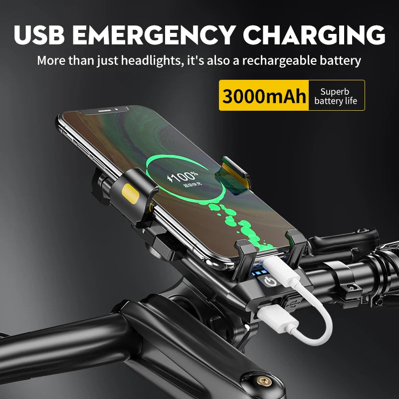 4 in 1 Bike Headlight Bicycle Light Power Bank Flashlight 500Lumen 3000mAh Handlebar USB Charging MTB Road Cycling Highlight Zpaxo