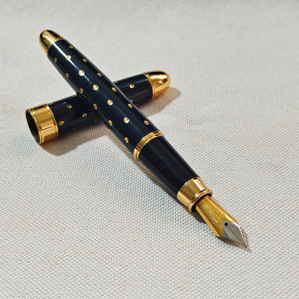 Chinese Dandong JINLONG Fountain Pens, Metal Copper Body, Full of Stars 1990s Style, Antique Writing Tool, Collectible Zpaxo