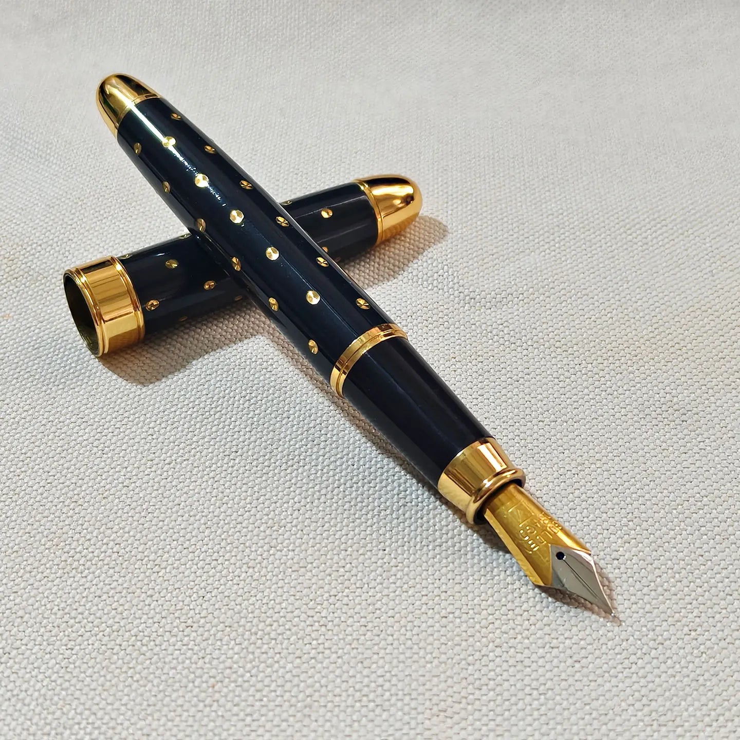Chinese Dandong JINLONG Fountain Pens, Metal Copper Body, Full of Stars 1990s Style, Antique Writing Tool, Collectible Zpaxo